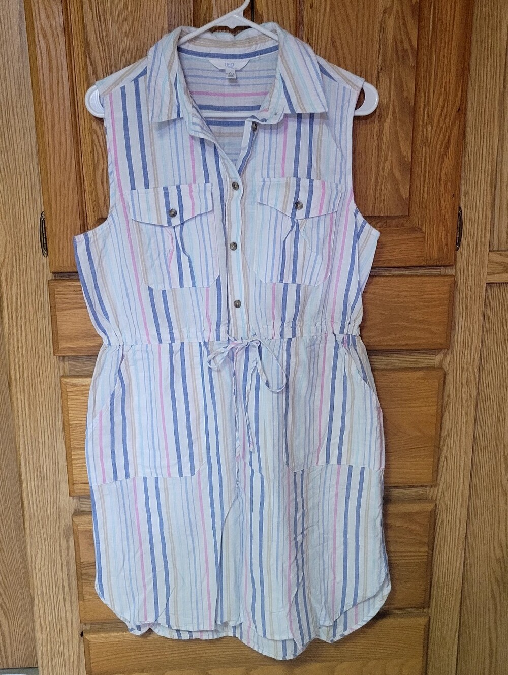 Time & Tru 100% Cotton Dress With Drawstring Waist, Size L
